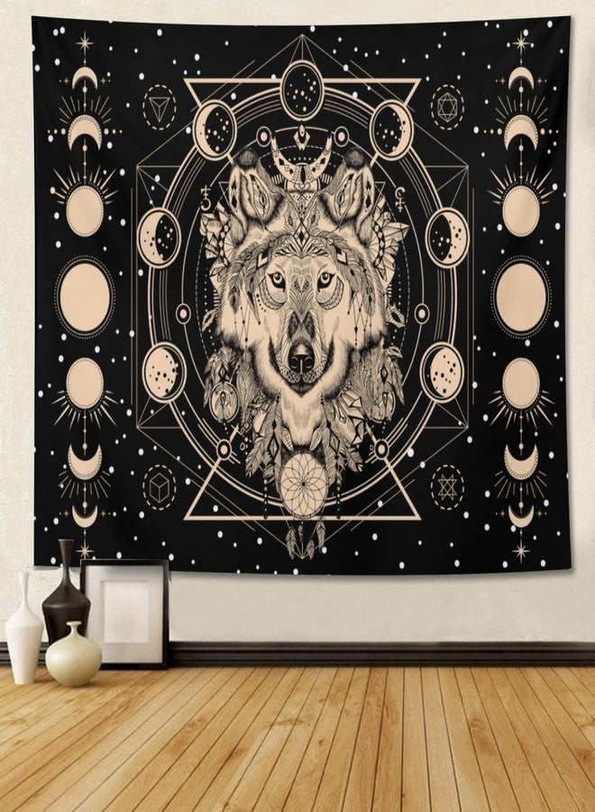 feelacle Wolf Moon Tapestry 60" X 40" Wall Hanging Party Decorations Home Decor For Bedroom Living Room Dorm (150 X 100cm) - Image 2